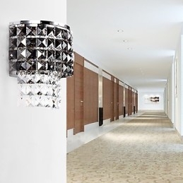 Designer Touch Decorative Modern Wall Light with Fabric Shade Metal Plate Crystal Decor Style