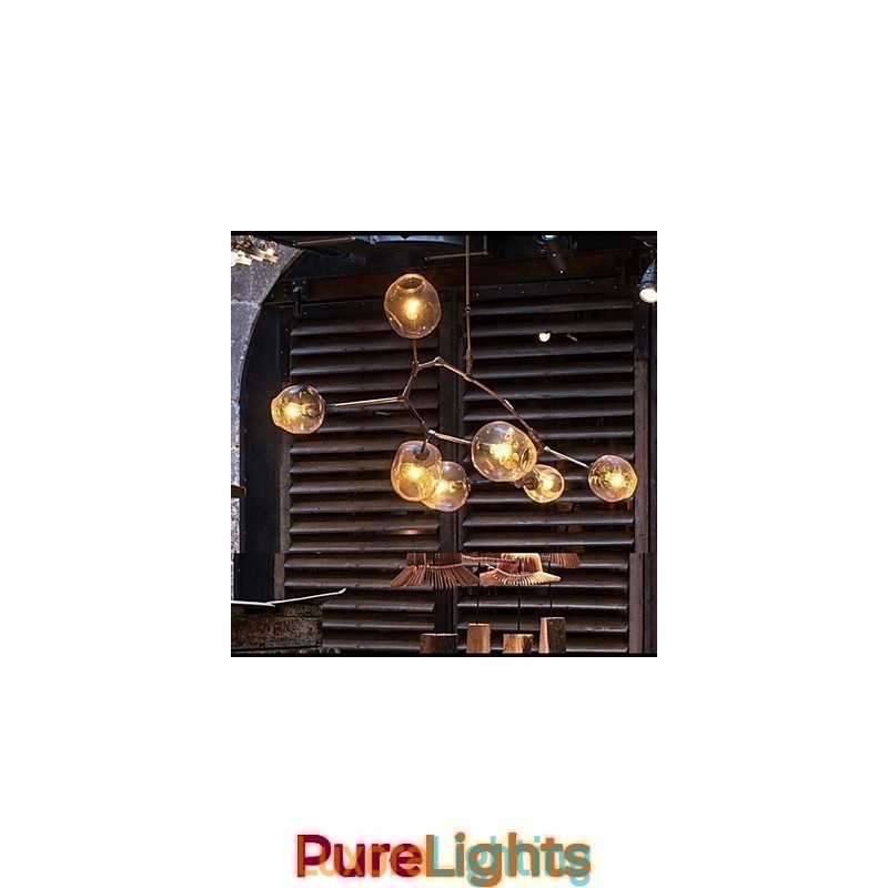 Designer Touch Decorative Art Glass Ball Hanging Branches Hanging 7 Light Chandelier with Glass Shade