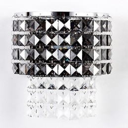 Designer Touch Decorative Modern Wall Light with Fabric Shade Metal Plate Crystal Decor Style