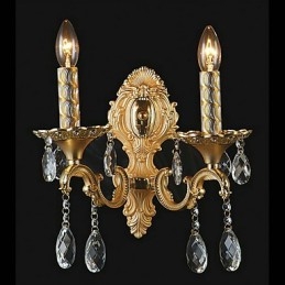 Designer Touch Decorative Golden Crystal Wall Light with 2 Lights