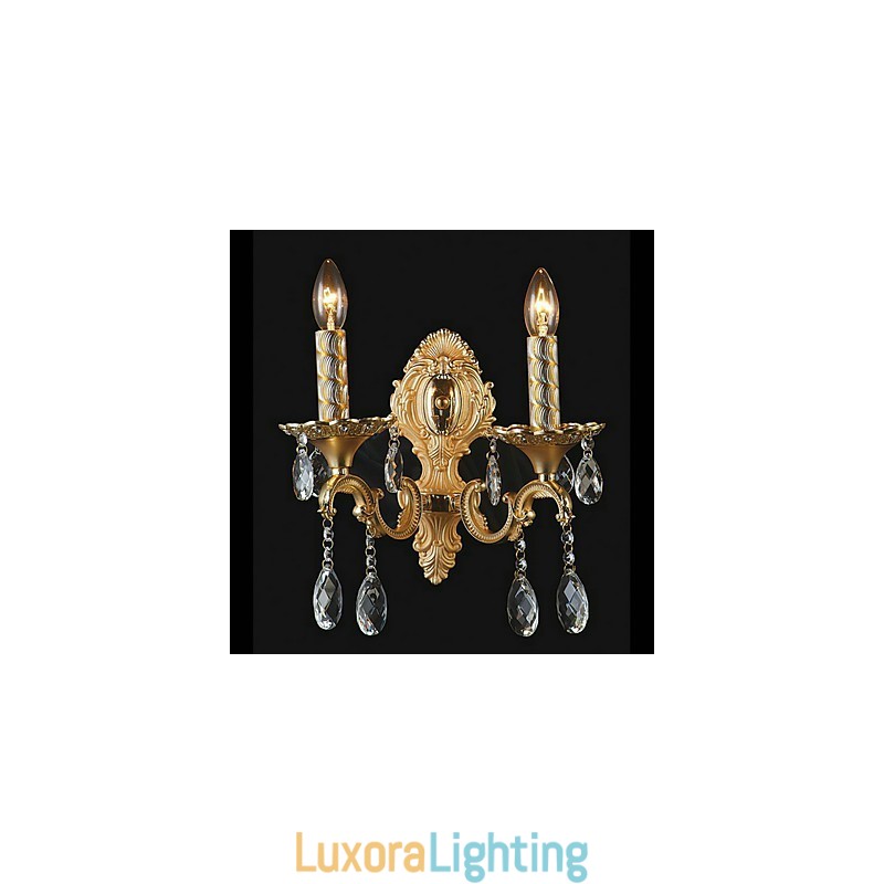Designer Touch Decorative Golden Crystal Wall Light with 2 Lights