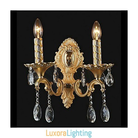 Designer Touch Decorative Golden Crystal Wall Light with 2 Lights