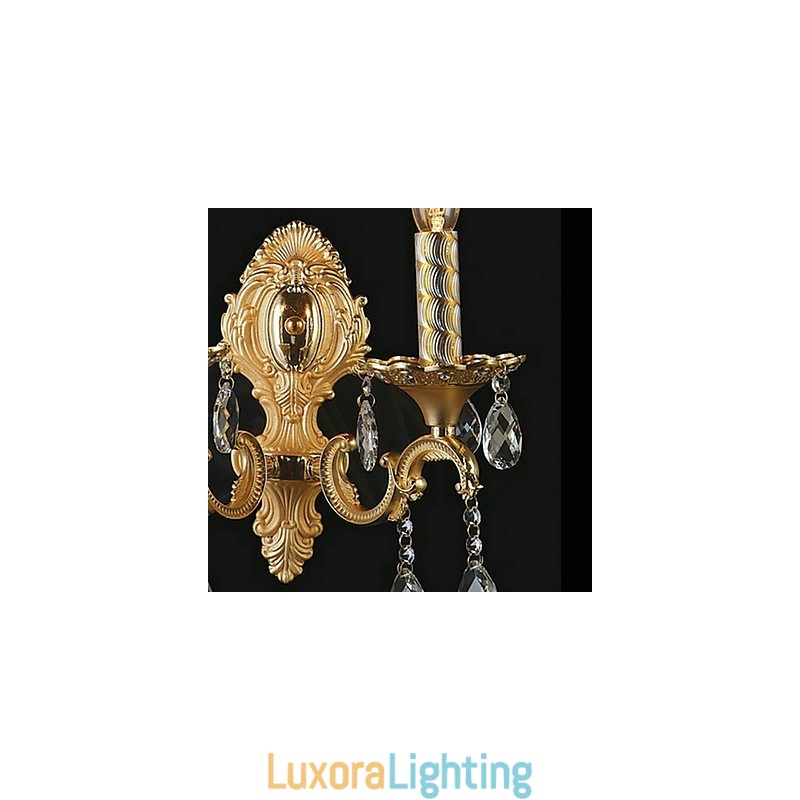 Designer Touch Decorative Golden Crystal Wall Light with 2 Lights