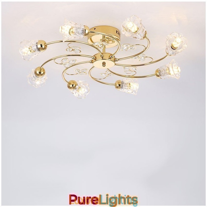Designer Touch Decorative Artistic Aluminum Flush Mount Lights With Crystals