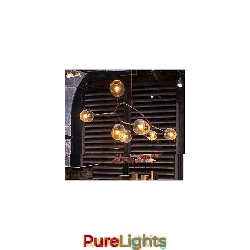 Designer Touch Decorative Art Glass Ball Hanging Branches Hanging 7 Light Chandelier with Glass Shade