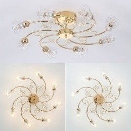 Designer Touch Decorative Artistic Aluminum Flush Mount Lights With Crystals