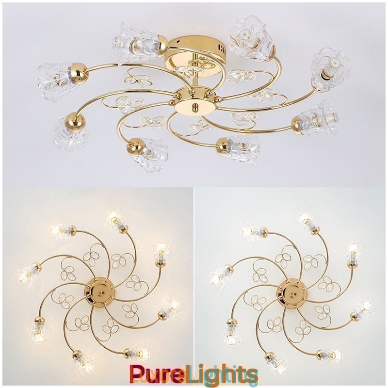 Designer Touch Decorative Artistic Aluminum Flush Mount Lights With Crystals