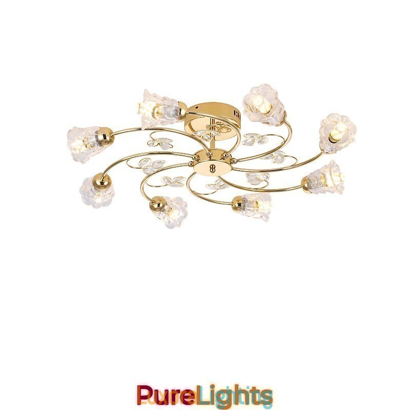Designer Touch Decorative Artistic Aluminum Flush Mount Lights With Crystals