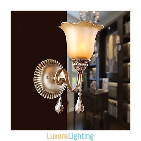Designer Touch Decorative Europe Type Restoring Ancient Ways Wrought Iron Bedroom Crystal Glass Wall Lamp Light
