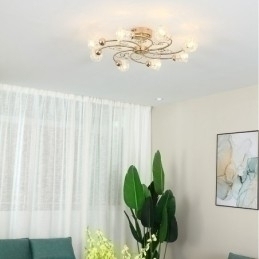 Designer Touch Decorative Artistic Aluminum Flush Mount Lights With Crystals