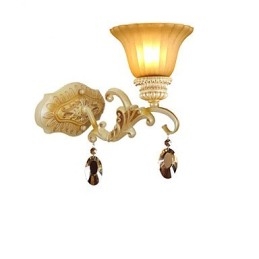 Designer Touch Decorative Europe Type Restoring Ancient Ways Wrought Iron Bedroom Crystal Glass Wall Lamp Light