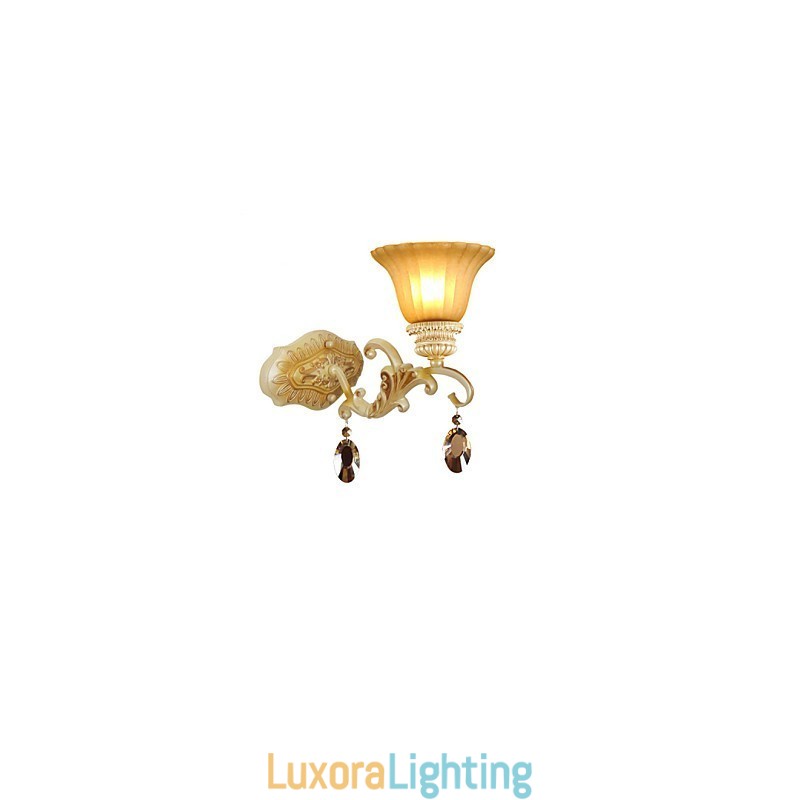 Designer Touch Decorative Europe Type Restoring Ancient Ways Wrought Iron Bedroom Crystal Glass Wall Lamp Light