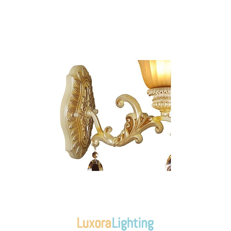 Designer Touch Decorative Europe Type Restoring Ancient Ways Wrought Iron Bedroom Crystal Glass Wall Lamp Light