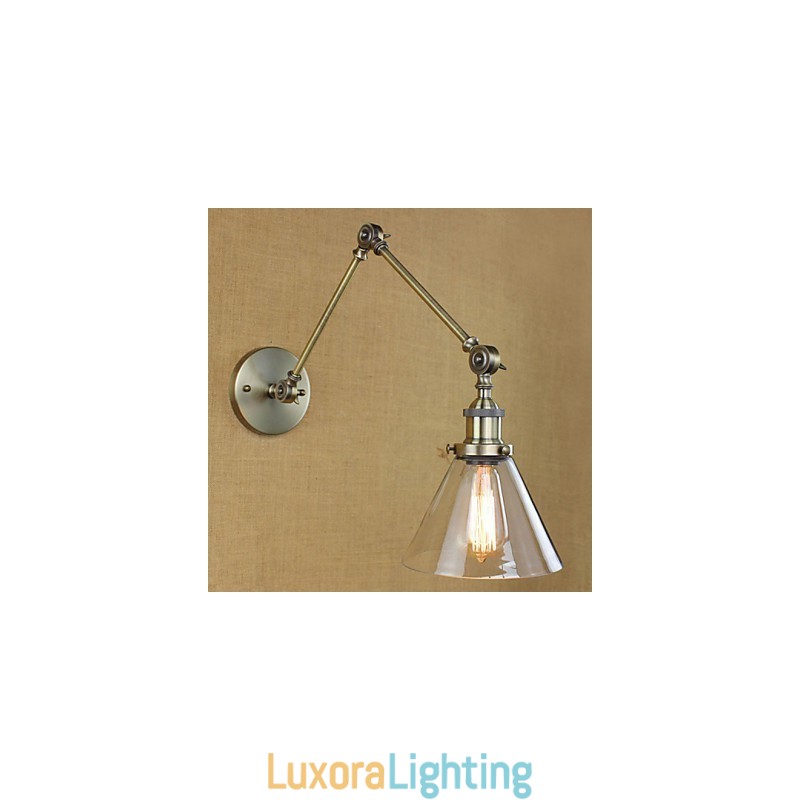 Designer Touch Decorative Iron Plating Bronze Bar Aisle Dining Room Hotel Vintage Iron Arm Glass Wall Lamp Lighting