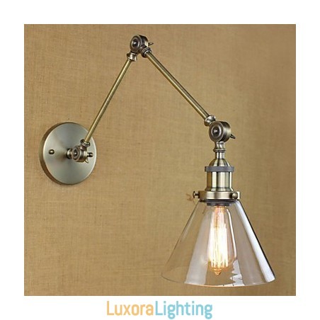 Designer Touch Decorative Iron Plating Bronze Bar Aisle Dining Room Hotel Vintage Iron Arm Glass Wall Lamp Lighting