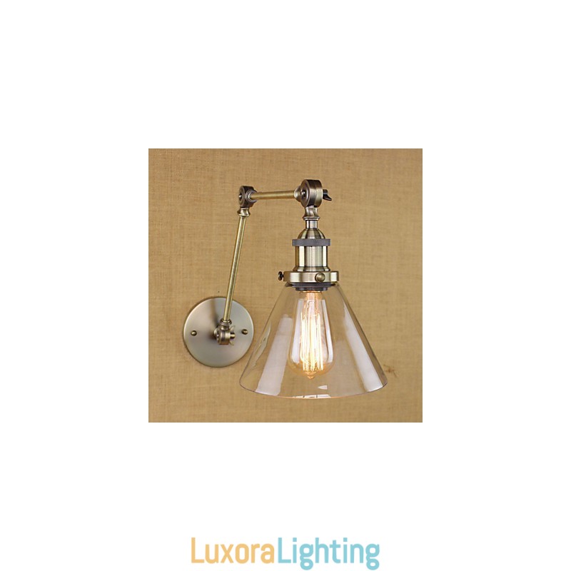 Designer Touch Decorative Iron Plating Bronze Bar Aisle Dining Room Hotel Vintage Iron Arm Glass Wall Lamp Lighting