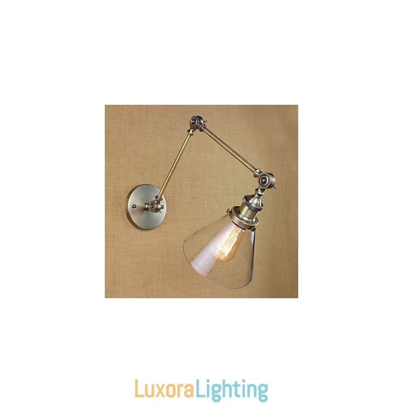 Designer Touch Decorative Iron Plating Bronze Bar Aisle Dining Room Hotel Vintage Iron Arm Glass Wall Lamp Lighting