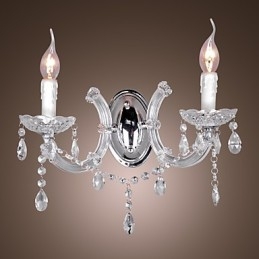 Designer Touch Decorative Elegant Crystal Wall Light with 2 Lights