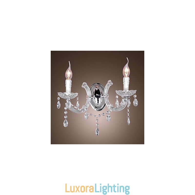 Designer Touch Decorative Elegant Crystal Wall Light with 2 Lights