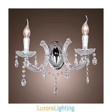 Designer Touch Decorative Elegant Crystal Wall Light with 2 Lights