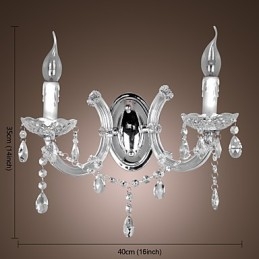Designer Touch Decorative Elegant Crystal Wall Light with 2 Lights
