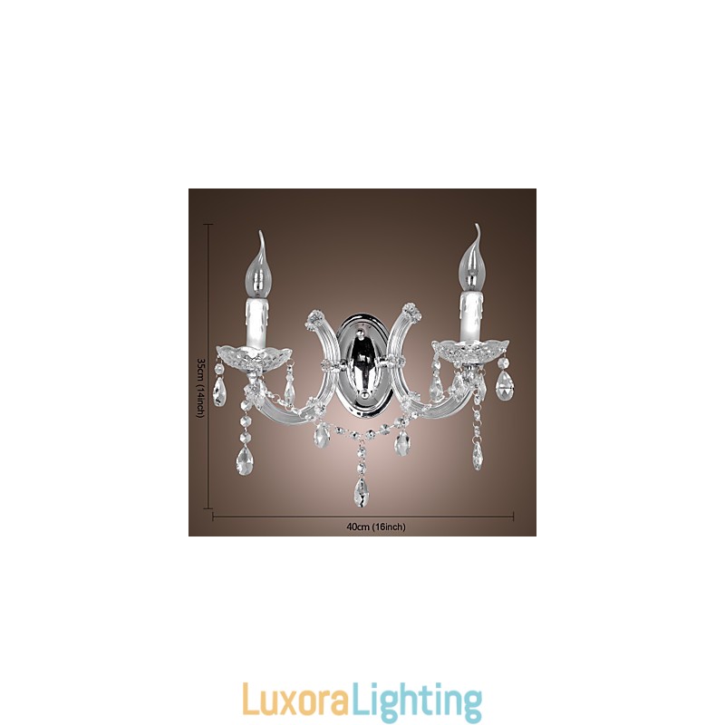 Designer Touch Decorative Elegant Crystal Wall Light with 2 Lights