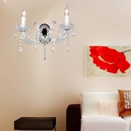 Designer Touch Decorative Elegant Crystal Wall Light with 2 Lights