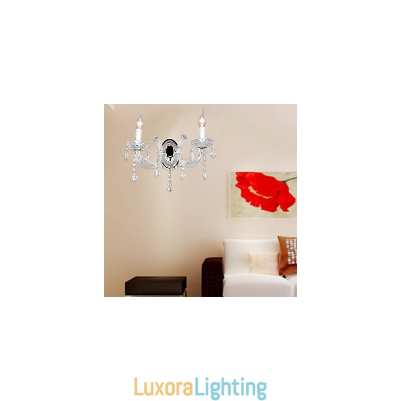 Designer Touch Decorative Elegant Crystal Wall Light with 2 Lights