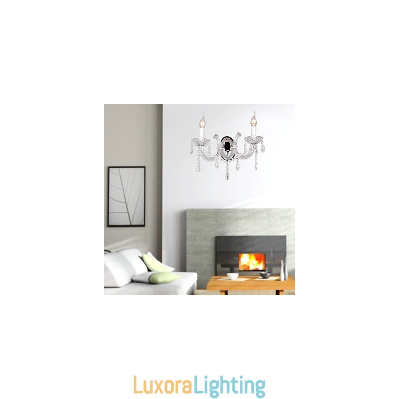 Designer Touch Decorative Elegant Crystal Wall Light with 2 Lights