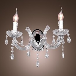 Designer Touch Decorative Elegant Crystal Wall Light with 2 Lights