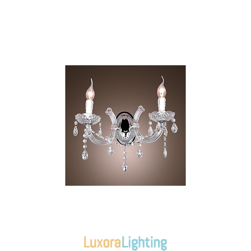 Designer Touch Decorative Elegant Crystal Wall Light with 2 Lights