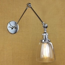 Designer Touch Decorative Chrome Glass Double Arm Adjustable Silver Bar KTV Bedside Aisle Restaurant Hotel Room wall