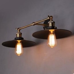 Designer Touch Decorative Rural Industrial Retro Wall Lamp Double Wall Lamp Black Umbrella