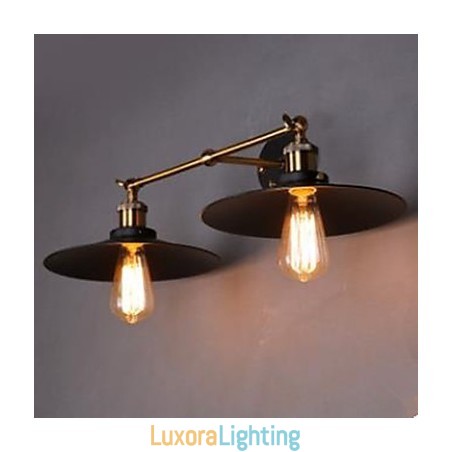 Designer Touch Decorative Rural Industrial Retro Wall Lamp Double Wall Lamp Black Umbrella