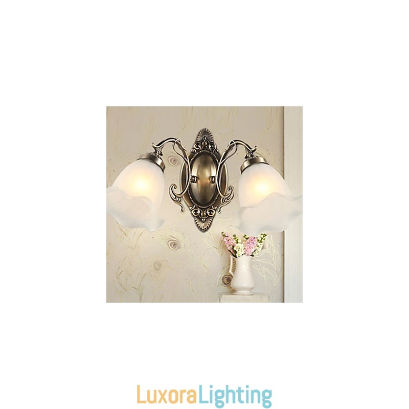 Designer Touch Decorative Retro Glass Simple European Modern Elegance Wrought Iron Wall Lamp Light
