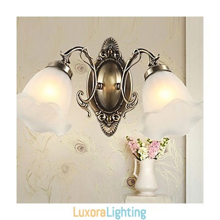 Designer Touch Decorative Retro Glass Simple European Modern Elegance Wrought Iron Wall Lamp Light