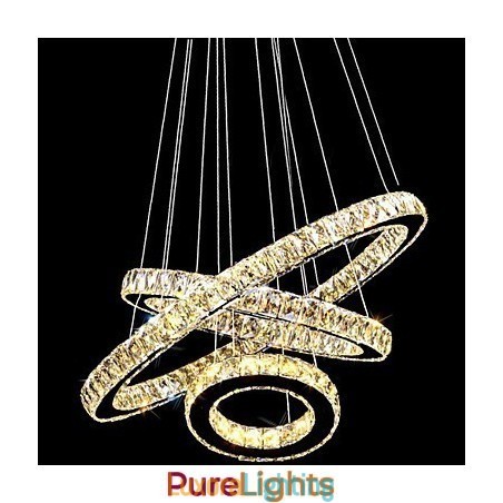 Designer Touch Decorative Crystal Pendant Light Modern Lighting Three Rings D406080 K9 Large Crystal Ceiling Light Fixtures
