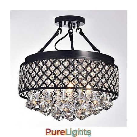 Designer Touch Decorative Traditional Classic Crystal Painting Metal Flush Mount