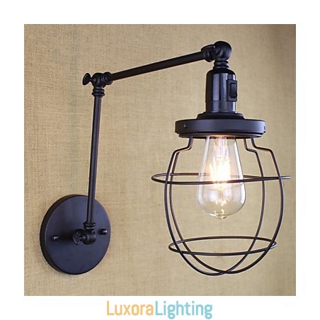 Designer Touch Decorative Style Bed Hotel Eestaurant Project Iron Arm Double Retro Vintage Black Belt Wall Lamp Switch