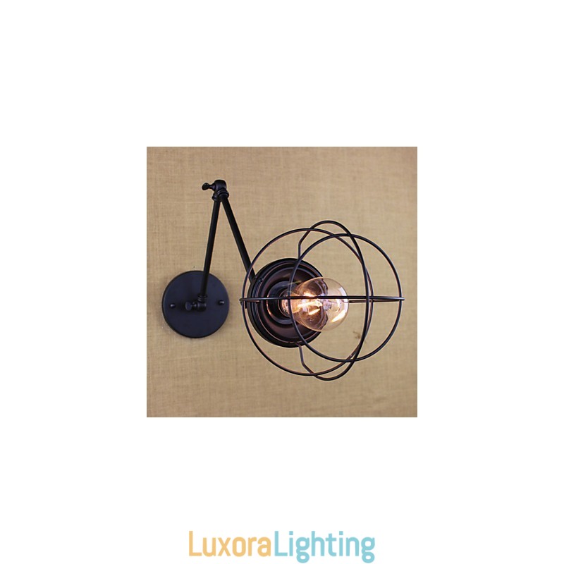 Designer Touch Decorative Style Bed Hotel Eestaurant Project Iron Arm Double Retro Vintage Black Belt Wall Lamp Switch