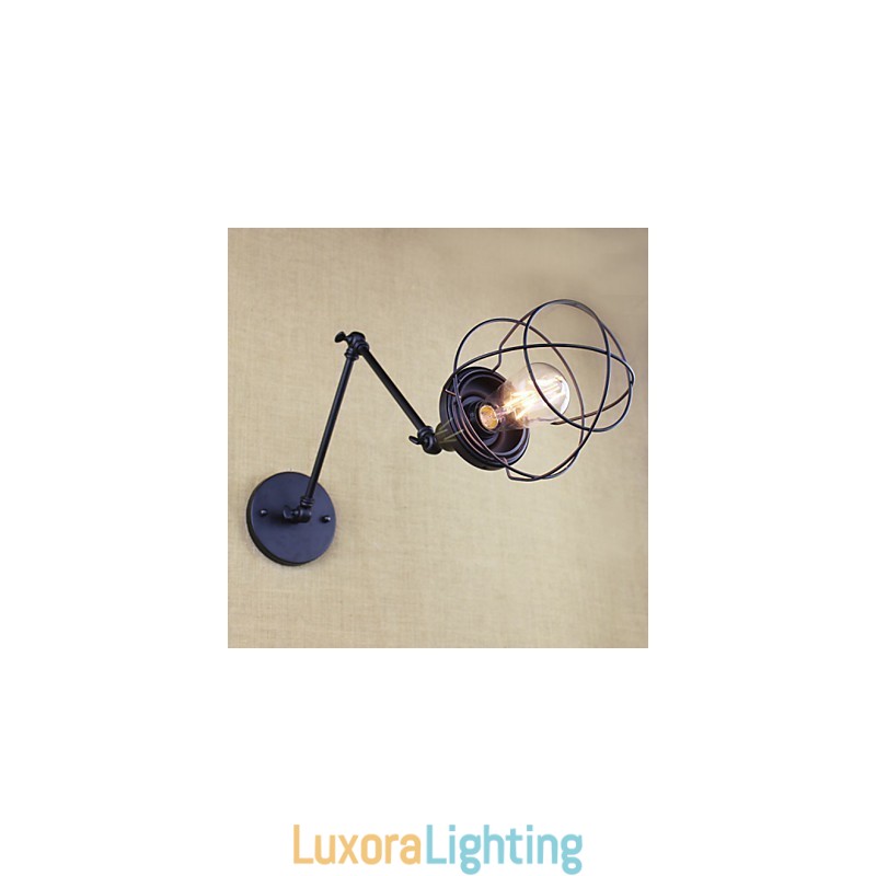 Designer Touch Decorative Style Bed Hotel Eestaurant Project Iron Arm Double Retro Vintage Black Belt Wall Lamp Switch