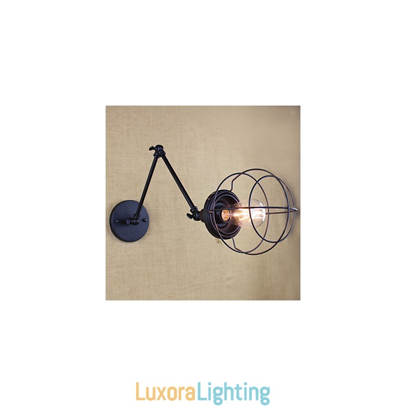 Designer Touch Decorative Style Bed Hotel Eestaurant Project Iron Arm Double Retro Vintage Black Belt Wall Lamp Switch