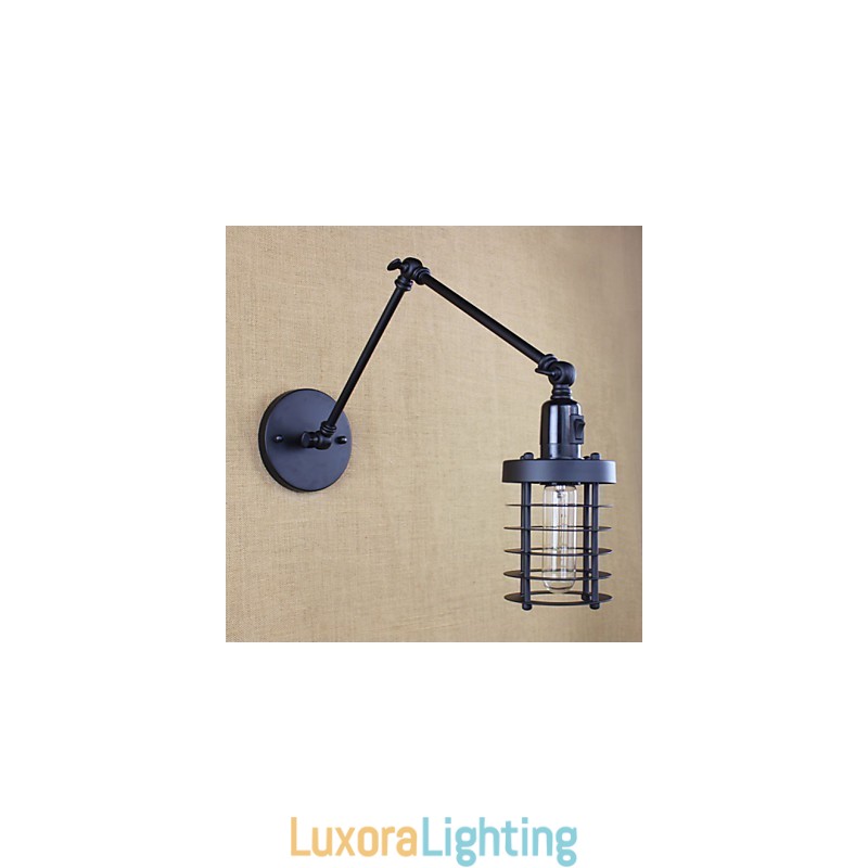 Designer Touch Decorative Style Bed Hotel Eestaurant Project Iron Arm Double Retro Vintage Black Belt Wall Lamp Switch