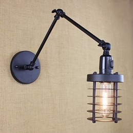 Designer Touch Decorative Style Bed Hotel Eestaurant Project Iron Arm Double Retro Vintage Black Belt Wall Lamp Switch