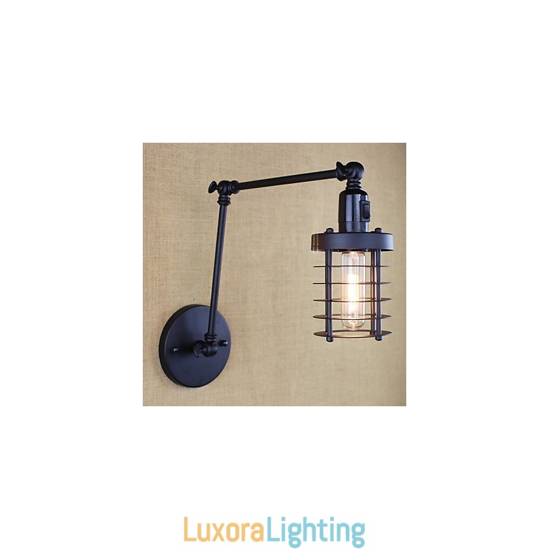 Designer Touch Decorative Style Bed Hotel Eestaurant Project Iron Arm Double Retro Vintage Black Belt Wall Lamp Switch