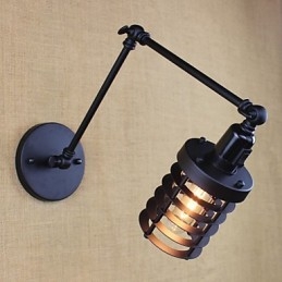 Designer Touch Decorative Style Bed Hotel Eestaurant Project Iron Arm Double Retro Vintage Black Belt Wall Lamp Switch