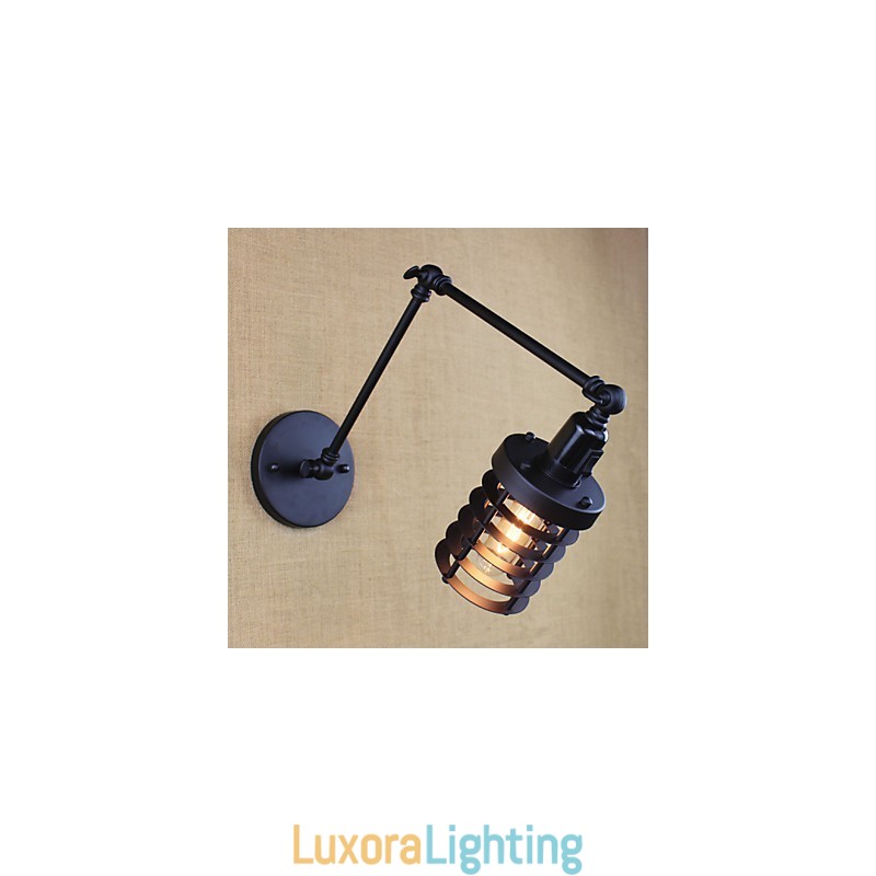 Designer Touch Decorative Style Bed Hotel Eestaurant Project Iron Arm Double Retro Vintage Black Belt Wall Lamp Switch