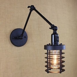 Designer Touch Decorative Style Bed Hotel Eestaurant Project Iron Arm Double Retro Vintage Black Belt Wall Lamp Switch