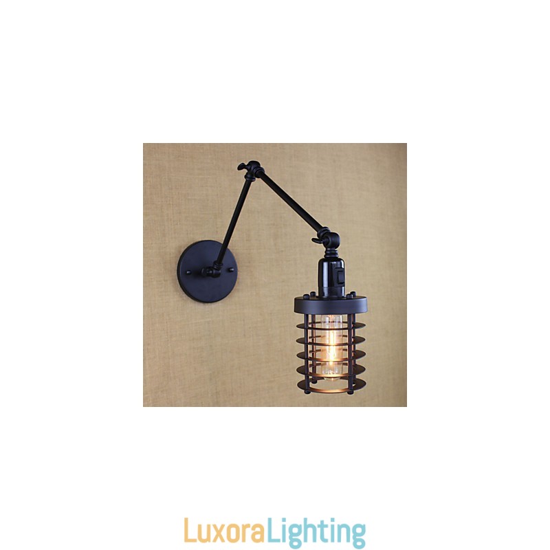 Designer Touch Decorative Style Bed Hotel Eestaurant Project Iron Arm Double Retro Vintage Black Belt Wall Lamp Switch