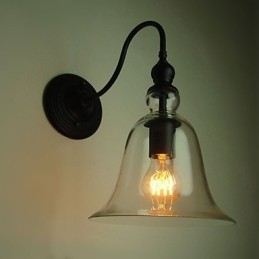 Designer Touch Decorative Vintage Wall Lamp One Light Steel and Glass